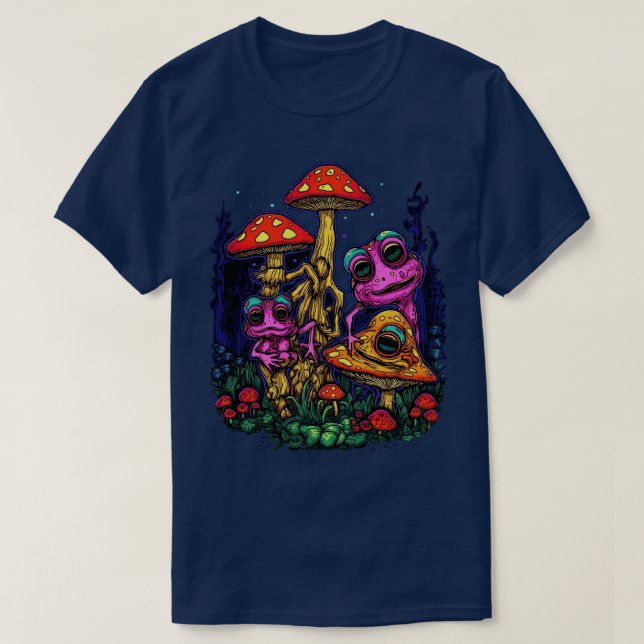 DMT Art Style Shroom Frogs 6 T-Shirt (Design Front)