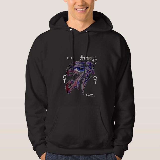 DMT SPIRITUAL GRAFFITI HORUS RA ANKH OM MANI HOODIE (Front)