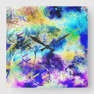 DNA art code Square Wall Clock