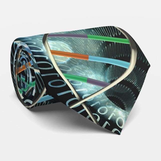 DNA binary code Neck Tie (Rolled)