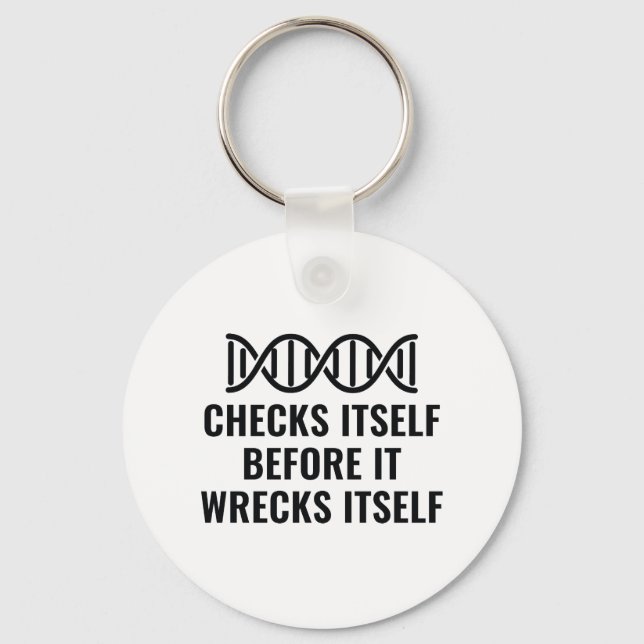 DNA Checks Itself Keychain (Front)