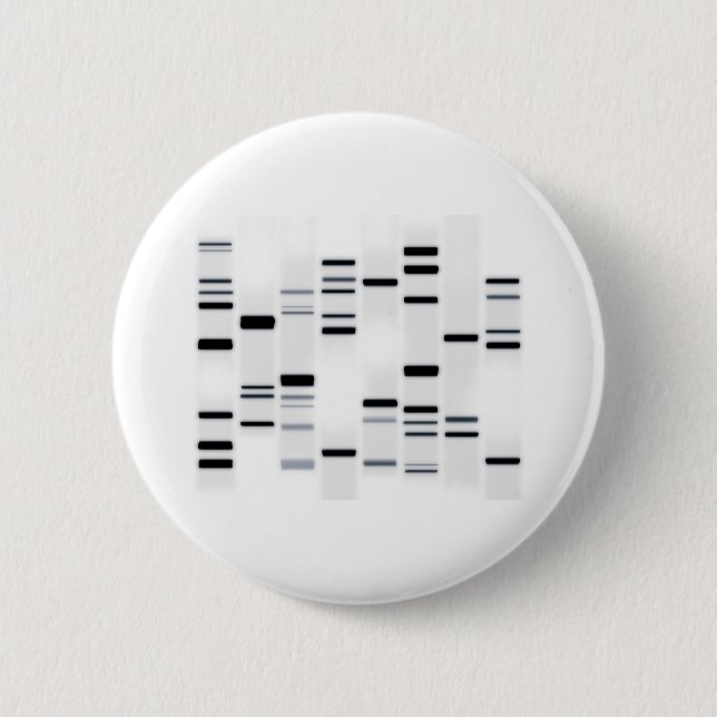 DNA Code Art Black on White Pinback Button (Front)