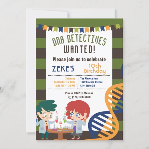 DNA Detectives Science Lab Birthday Party Invitation