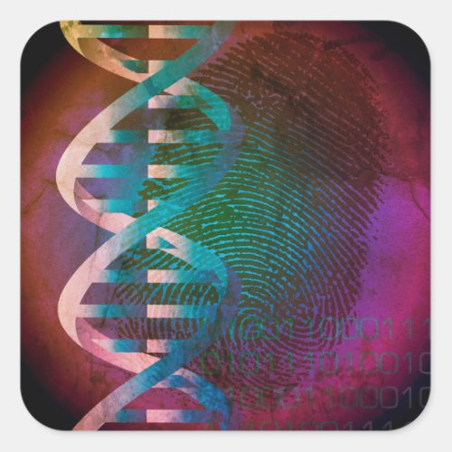 DNA Fingerprint Art Medical Science Square Sticker