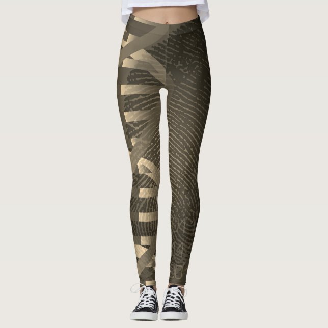 DNA Fingerprint ID Vintage Medical Science Leggings (Front)