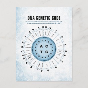 Dna Genetic Code Chart Postcard by OutFrontProductions at Zazzle