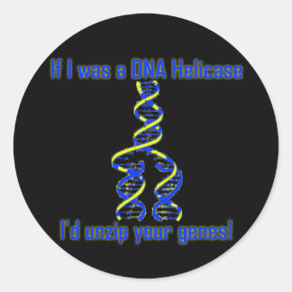 DNA Helicase Unzips Genes! Classic Round Sticker