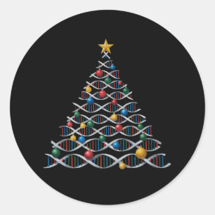 DNA Helix Christmas Tree Biology Science Teacher Classic Round Sticker