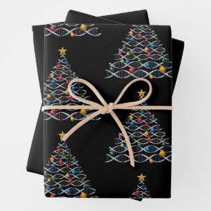 DNA Helix Christmas Tree Biology Science Teacher Wrapping Paper Sheets