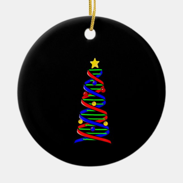 DNA Helix Christmas Tree Life Science Biology Ceramic Ornament (Front)