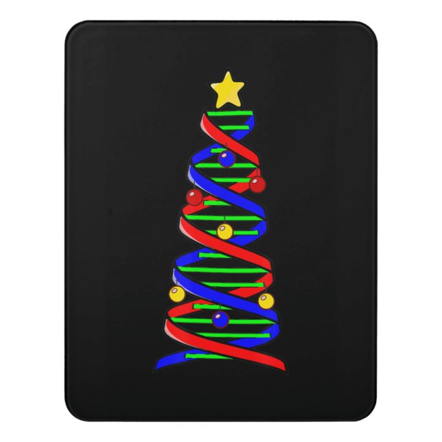 DNA Helix Christmas Tree Life Science Biology Door Sign (Contemporary Vert)