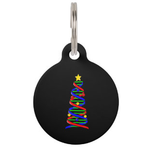 DNA Helix Christmas Tree Life Science Biology Pet ID Tag