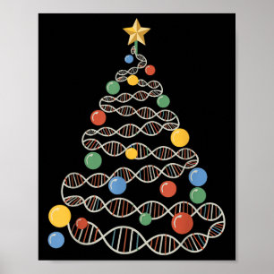 Dna Helix Christmas Tree Scientist Biology Science Poster