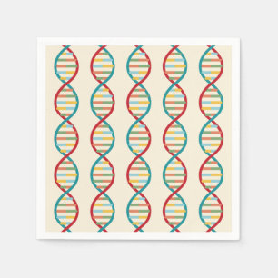 ​​DNA Mid Century Modern STEM Biology Stripe cream Napkins