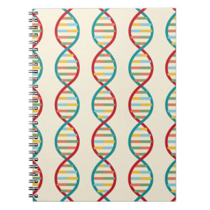 DNA Mid Century Modern STEM Biology Stripe cream Notebook