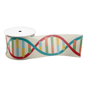 DNA Mid Century Modern STEM Biology Stripe cream Satin Ribbon