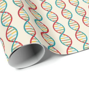 DNA Mid Century Modern STEM Biology Stripe cream Wrapping Paper