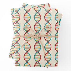 DNA Mid Century Modern STEM Biology Stripe cream Wrapping Paper Sheets