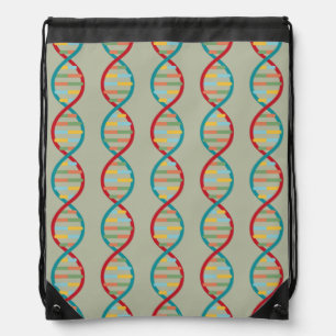 DNA Mid Century Modern STEM Biology Stripe green Drawstring Bag
