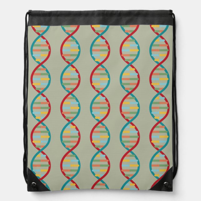 ​​DNA Mid Century Modern STEM Biology Stripe green Drawstring Bag (Front)