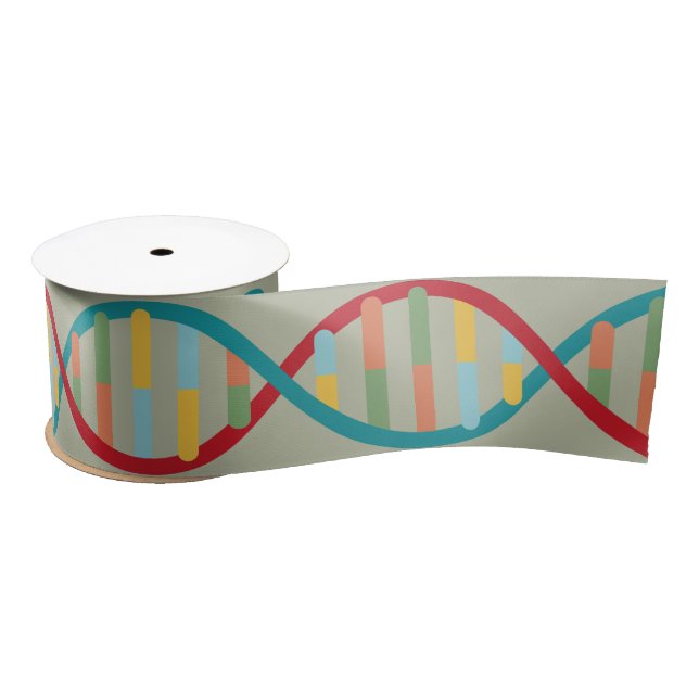 ​​DNA Mid Century Modern STEM Biology Stripe green Satin Ribbon (Spool)