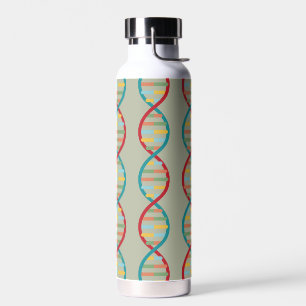​​DNA Mid Century Modern STEM Biology Stripe green Water Bottle
