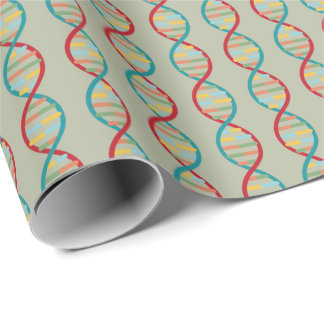 DNA Mid Century Modern STEM Biology Stripe green Wrapping Paper