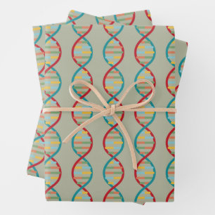 ​​DNA Mid Century Modern STEM Biology Stripe green Wrapping Paper Sheets