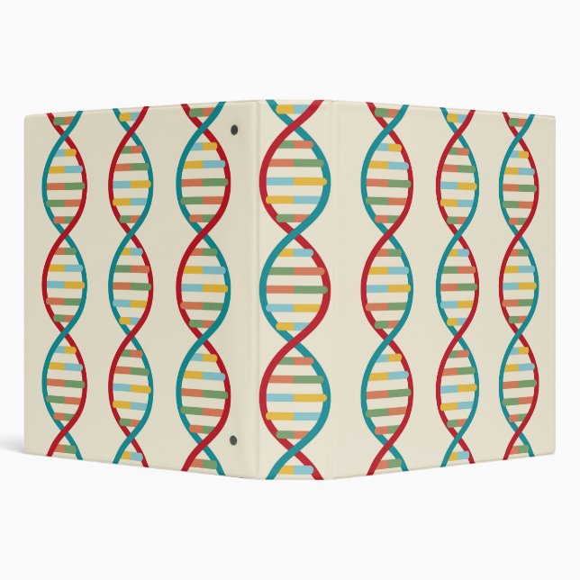 ​​DNA Mid Century Modern STEM Biology Stripe white 3 Ring Binder (Background)