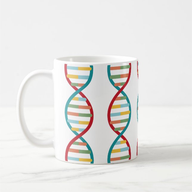 ​​DNA Mid Century Modern STEM Biology Stripe white Coffee Mug (Left)