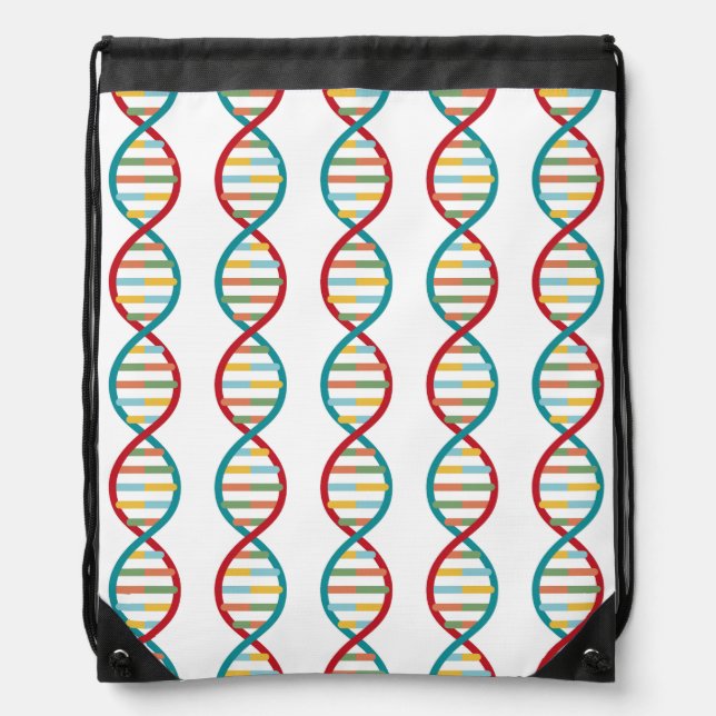 ​​DNA Mid Century Modern STEM Biology Stripe white Drawstring Bag (Front)