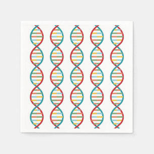​​DNA Mid Century Modern STEM Biology Stripe white Napkins