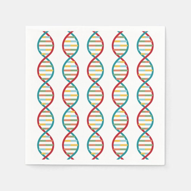 ​​DNA Mid Century Modern STEM Biology Stripe white Napkins (Front)