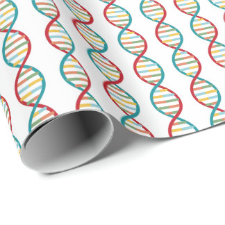 DNA Mid Century Modern STEM Biology Stripe white Wrapping Paper