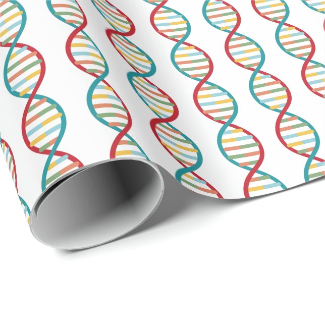 ​​DNA Mid Century Modern STEM Biology Stripe white Wrapping Paper (Roll Corner)