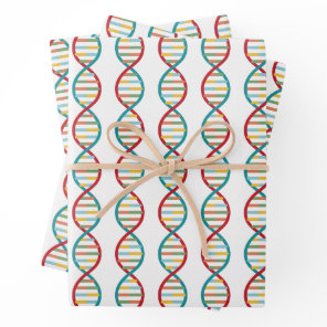 ​​DNA Mid Century Modern STEM Biology Stripe white Wrapping Paper Sheets