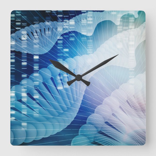 DNA Molecule Helix Science Abstract Background Art Square Wall Clock (Front)