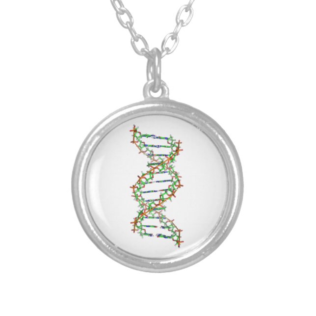 DNA - science/scientist/biology Silver Plated Necklace (Front)