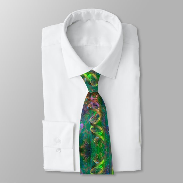 DNA Strand Artwork Neck Tie (Tied)
