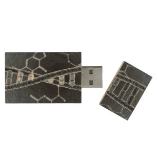 DNA strand Wood Flash Drive