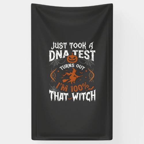 Dna Test Witch Halloween Pumpkin Spider Web Banner