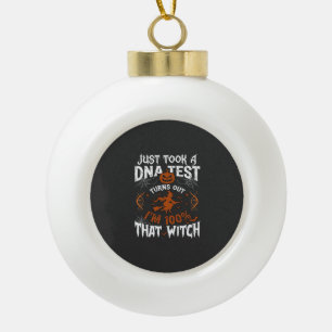 Dna Test Witch Halloween Pumpkin Spider Web Ceramic Ball Christmas Ornament
