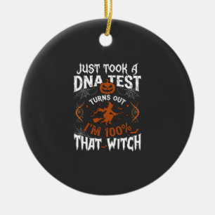 Dna Test Witch Halloween Pumpkin Spider Web Ceramic Ornament