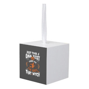 Dna Test Witch Halloween Pumpkin Spider Web Cube Ornament