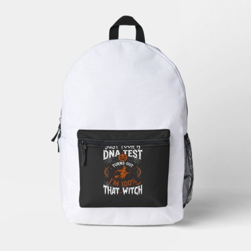 Dna Test Witch Halloween Pumpkin Spider Web Printed Backpack