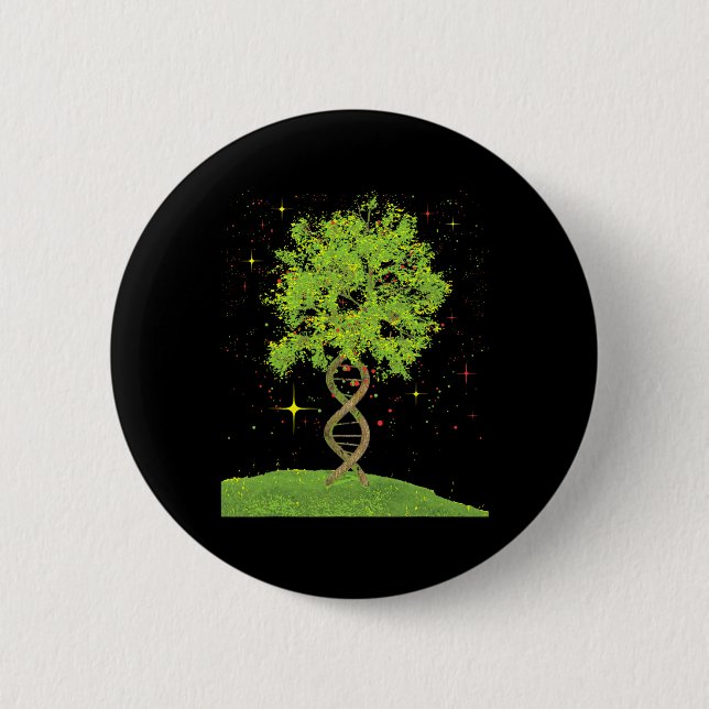 Dna Tree - Biologist Biology Student Science Earth Button (Front)