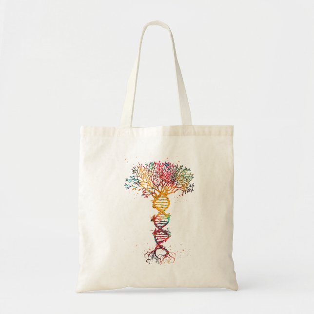 DNA Tree Life Genetics Biologist Science Earth Day Tote Bag (Front)