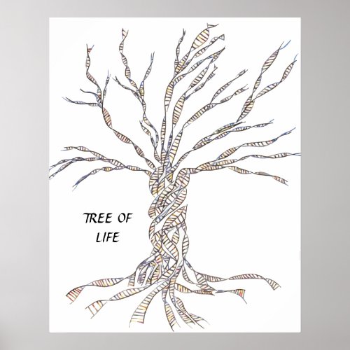 DNA TREE or Tree of Life POSTER BLUE