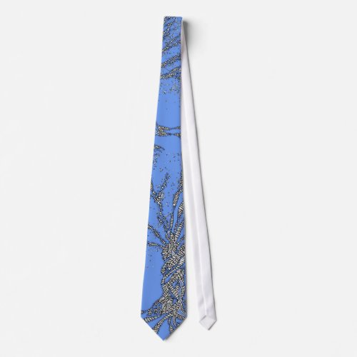 DNA TREE or Tree of Life Stylized Blue Tie