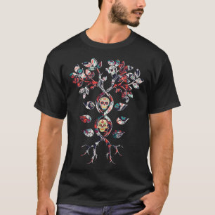 DNA Tree Sugar Skull Mexico Calavera Dia De Los Mu T-Shirt
